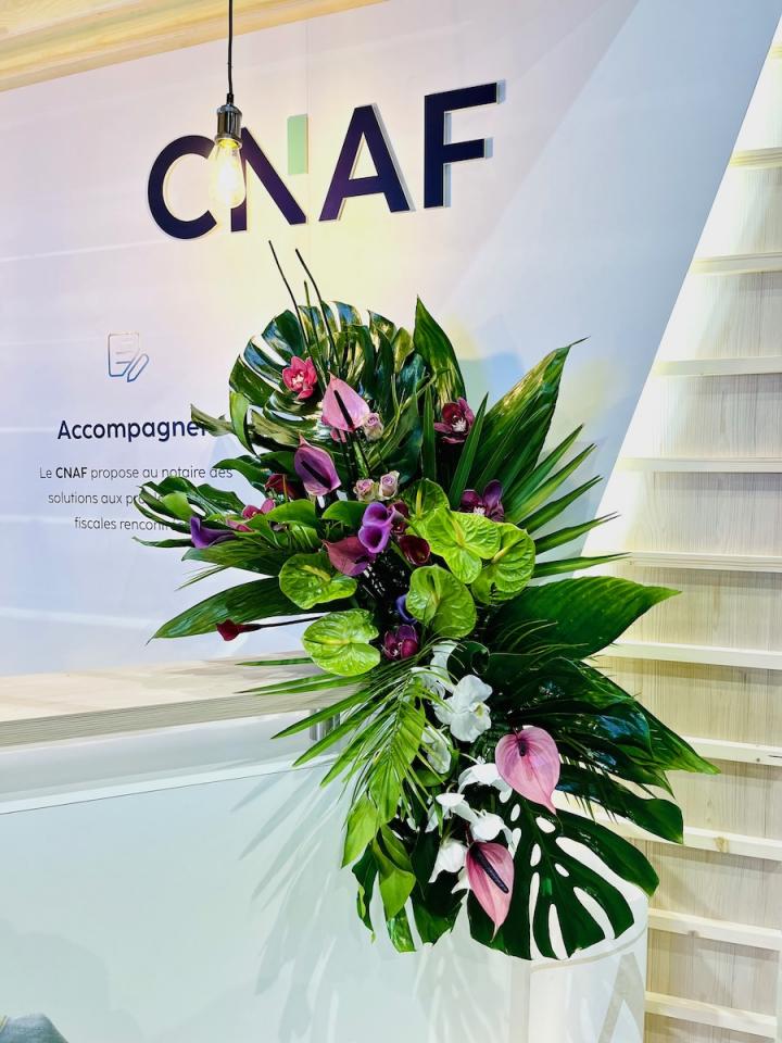 Stand de la CNAF au Parc Chanot, fleurs exotiques
